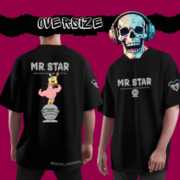 Camiseta Oversize – Mr. Star Gym Edition | Bob y Patricio Mamados - Image 3