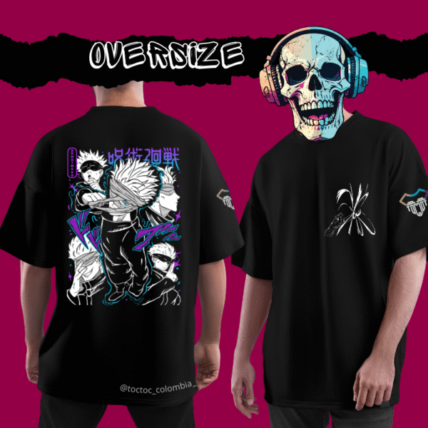 Camiseta Oversize – Gojo Jujutsu Edition | Estilo anime, poder y oscuridad