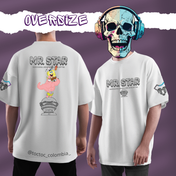 Camiseta Oversize – Mr. Star Gym Edition | Bob y Patricio Mamados - Image 2