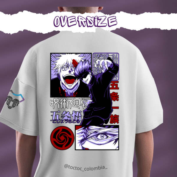 Camiseta Oversize – Gojo Jujutsu Edition | Estilo anime, poder y oscuridad - Image 3