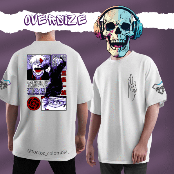 Camiseta Oversize – Gojo Jujutsu Edition | Estilo anime, poder y oscuridad - Image 2